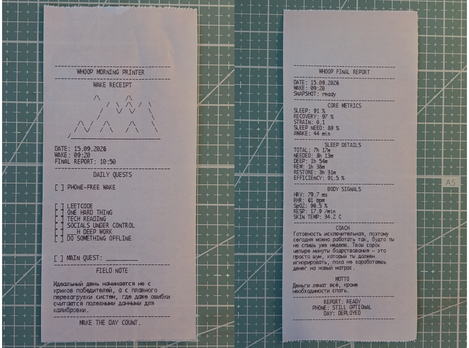 Wake Receipt и Final Report